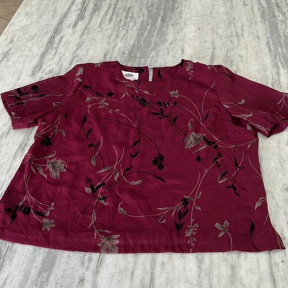 Vtg MW Modern Woman Size 18 20W Wine Red Print Flocked 2 Pc Maxi Skirt Blouse - Picture 8 of 15